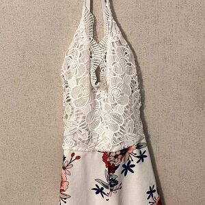 Floral Lace Halter Jumpsuit